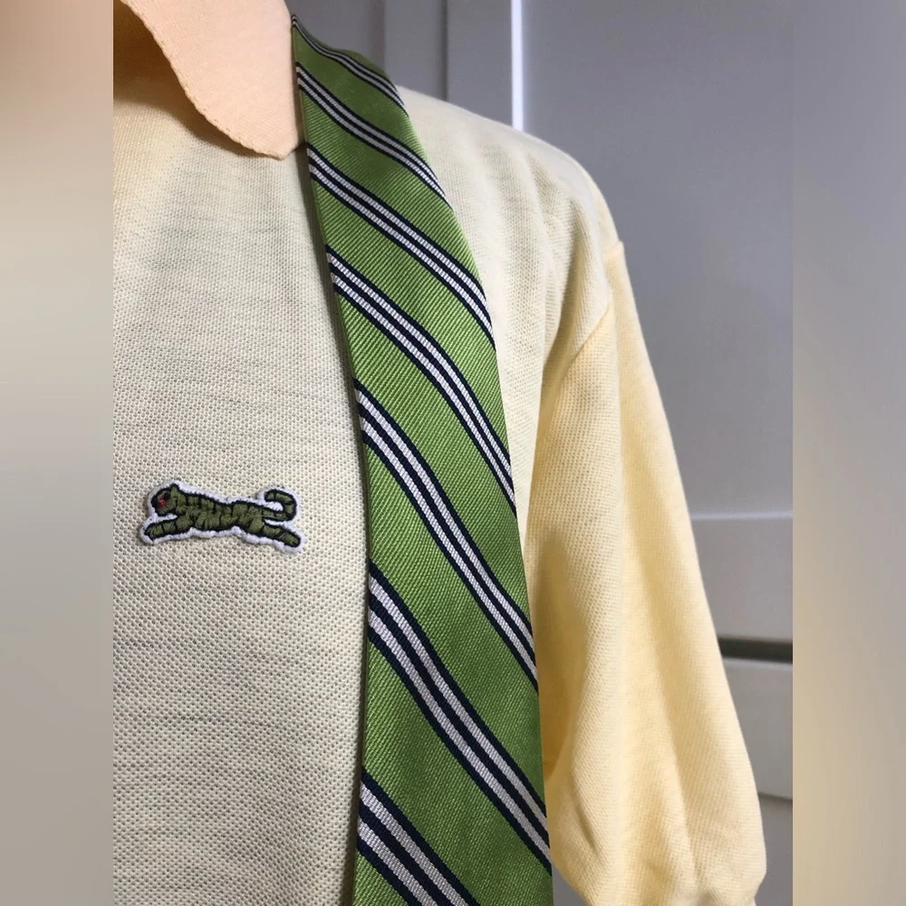 J. Crew Green Striped Silk Imported Tie